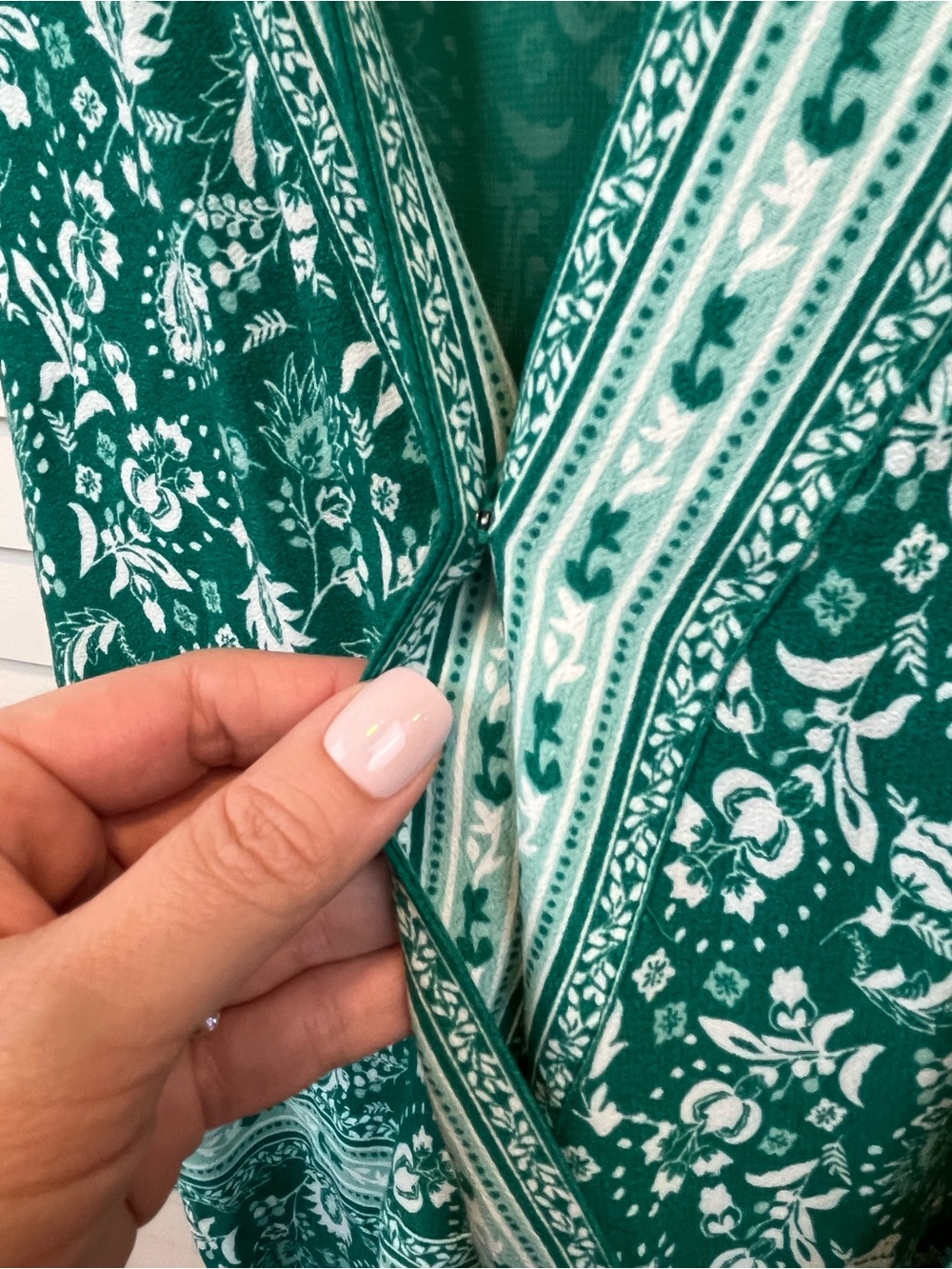 LOFT Teal Green Floral Wrap Dress/Romper - Picture 6 of 10